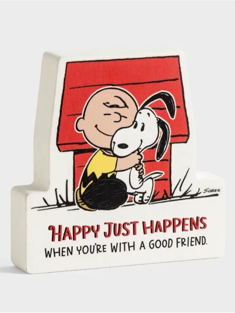 Happy Just Happens Charlie Brown & Snoopy Decorative Accent - White and Red